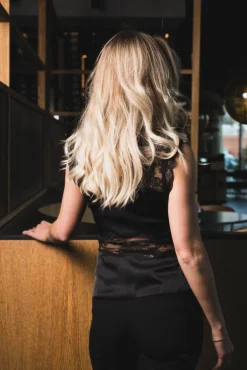 Desire Lace Trimmed Cut Out Top Black