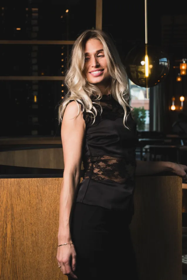 Desire Lace Trimmed Cut Out Top Black