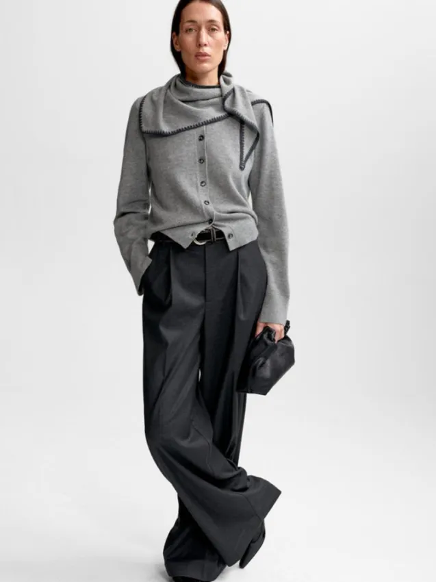 Diana Wool Cash Cardigan M. Grey Melange