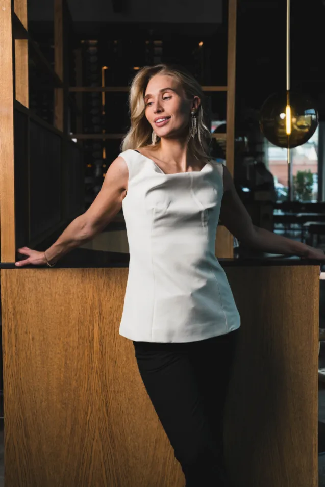 Diora Half Off Shoulder Top Vanilla