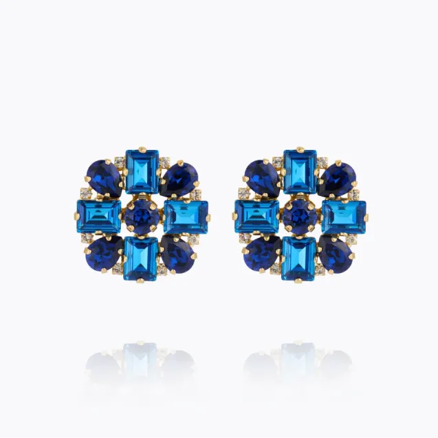 Diora Statement Earrings Gold ReCreated Blue Combo