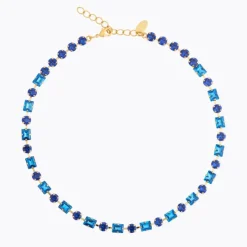 Diora Statement Necklace Gold ReCreated Blue Combo