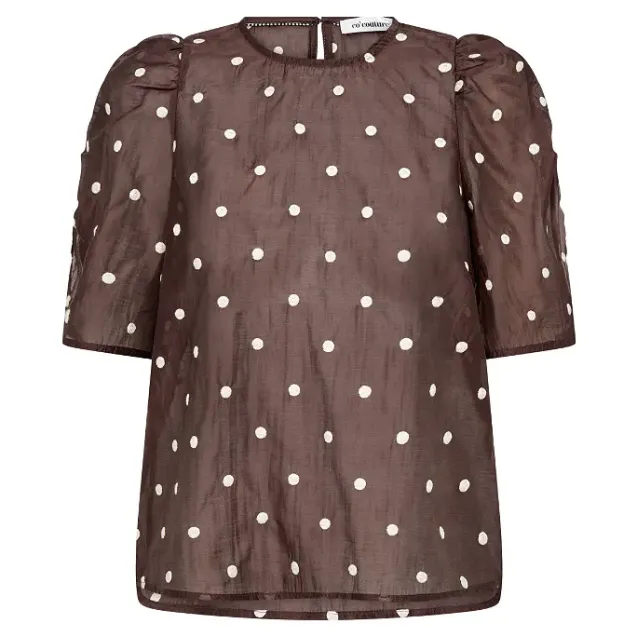 Dita Dot SS Blouse Dark Brown