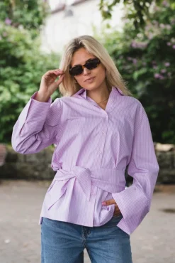 Dita Scarf Stripe Shirt Light Pink