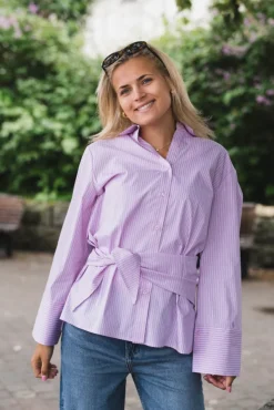 Dita Scarf Stripe Shirt Light Pink