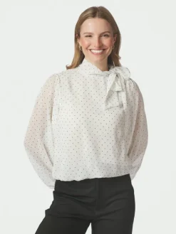 Dorellie Dot Blouse Offwhite