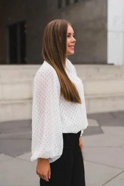 Dorellie Dot Blouse Offwhite