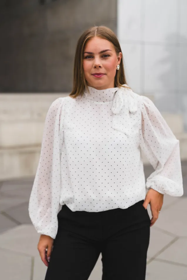 Dorellie Dot Blouse Offwhite