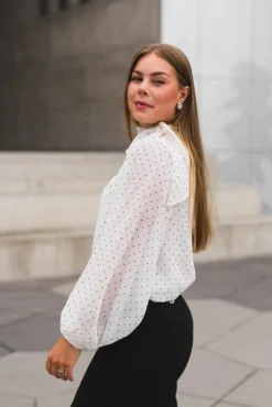 Dorellie Dot Blouse Offwhite