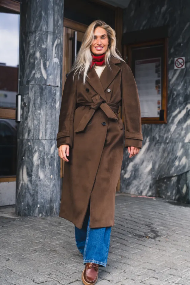 Double Breasted Coat Brown
