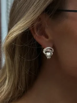 Double Knot Earrings Silver