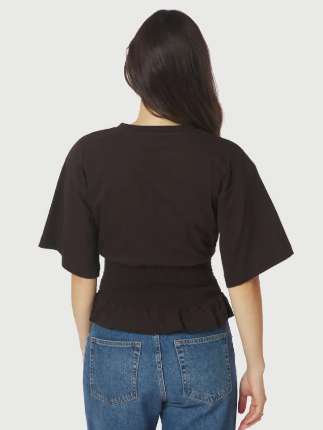 Dray Boxy Smock Tee Dark Brown
