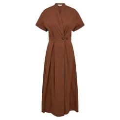 Elara Wrap SS Dress Dark Brown