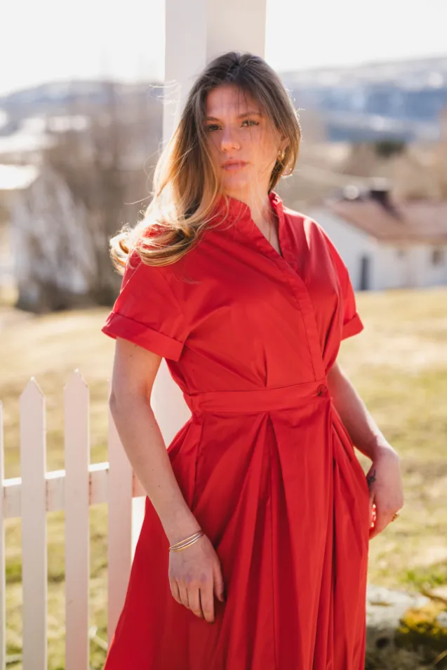 Elara Wrap SS Dress Flame