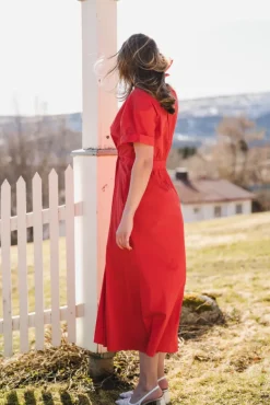 Elara Wrap SS Dress Flame
