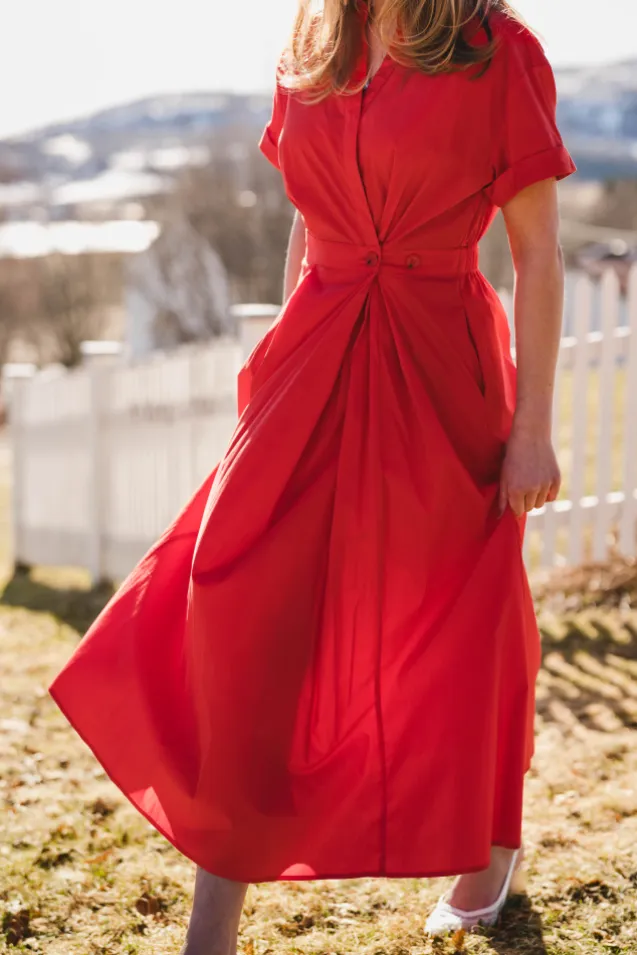 Elara Wrap SS Dress Flame