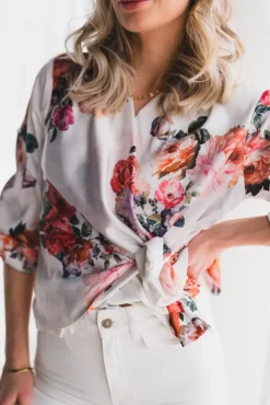 Elena Blouse Fiori Blanc