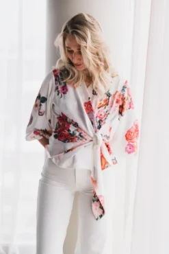 Elena Blouse Fiori Blanc