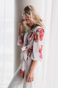 Elena Blouse Fiori Blanc