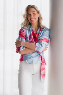 Elena Blouse Fuchsia Maxi Flower