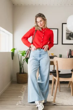 Elena LS Knit Cardigan Fiery Red