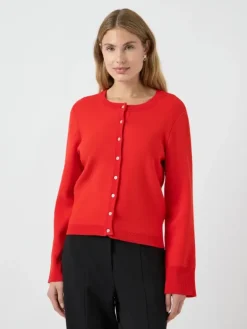 Elena LS Knit Cardigan Fiery Red