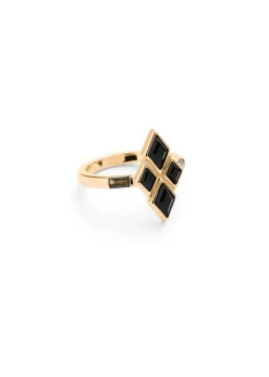 Eleven Signature Ring Gold Black Obsidian