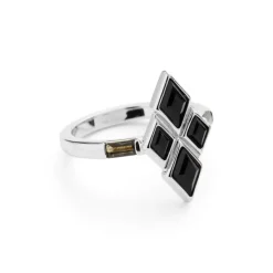 Eleven Signature Ring Silver Black Obsidian