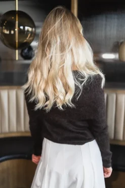 Eliette Off-Shoulder Knit Dark Brown