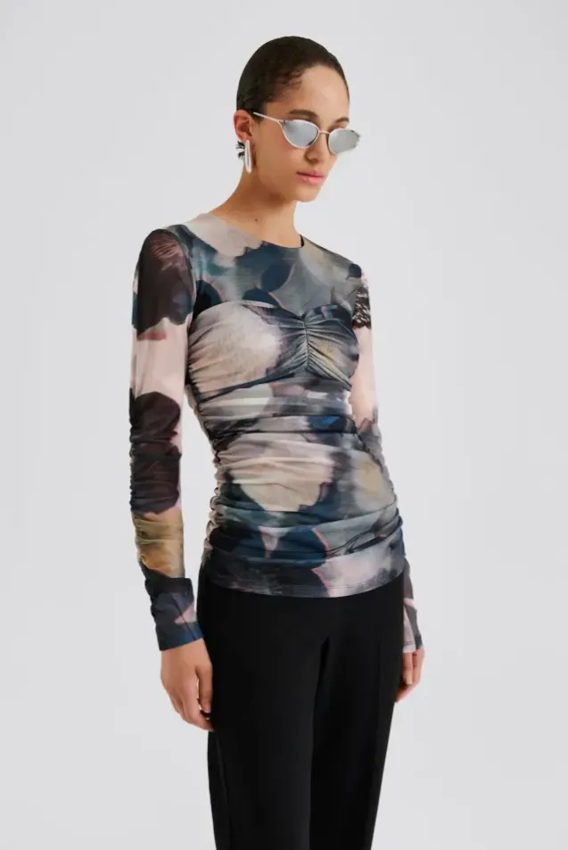 Elionora Sheer Jersey Top Dusty Poppy