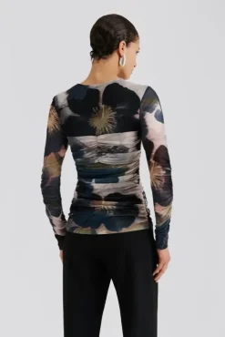 Elionora Sheer Jersey Top Dusty Poppy