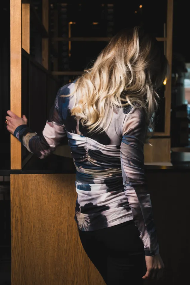 Elionora Sheer Jersey Top Dusty Poppy