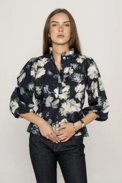 Ella Blouse Blue Garden