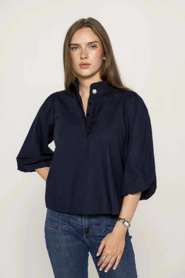 Ella Blouse Marine Poplin