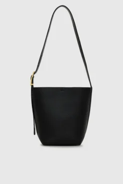 Elly Medium Bucket Bag Grained Leather Black