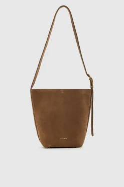 Elly Medium Bucket Bag Suede Tobacco