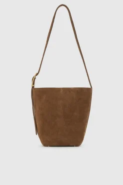 Elly Medium Bucket Bag Suede Tobacco