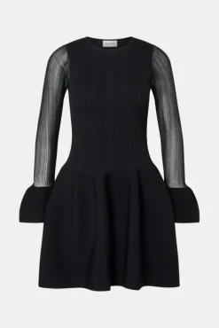 Elona Voluminous Skirt Knitted Mini Dress Black