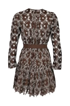 Embroidery Mini Dress Chocolate