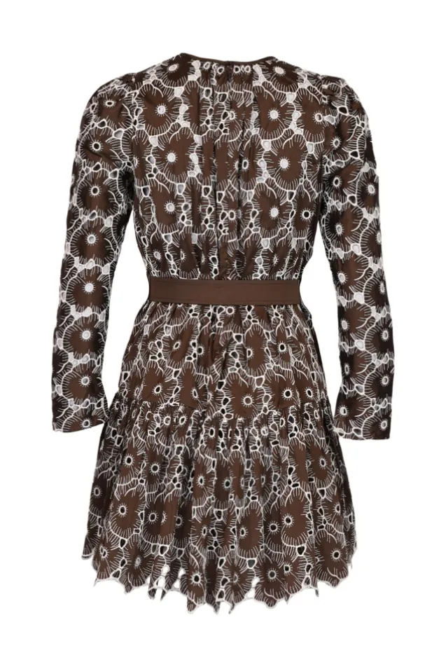 Embroidery Mini Dress Chocolate