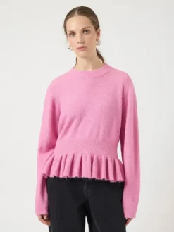 Emily LS Peplum Knit Pullover Moonlite Mauve