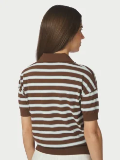 Emira Knit Polo Top Dark Brown