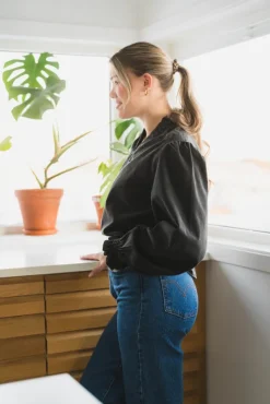 Emmeline Denim Blouse Black