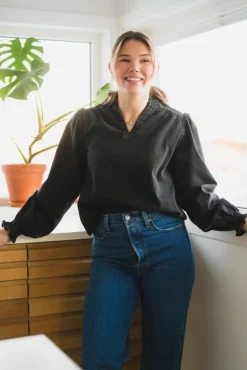 Emmeline Denim Blouse Black