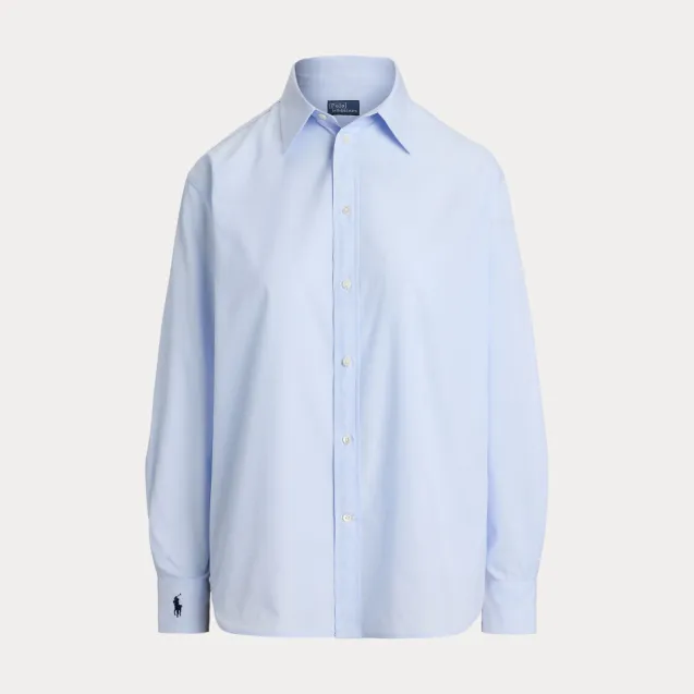 End On End Oversize Fit Cotton Shirt Light Blue