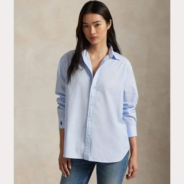 End On End Oversize Fit Cotton Shirt Light Blue
