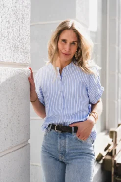 Englana Stripe Blouse Light Blue