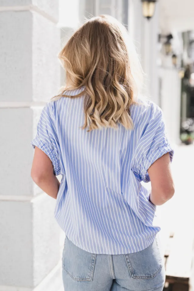 Englana Stripe Blouse Light Blue