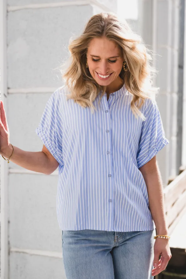 Englana Stripe Blouse Light Blue