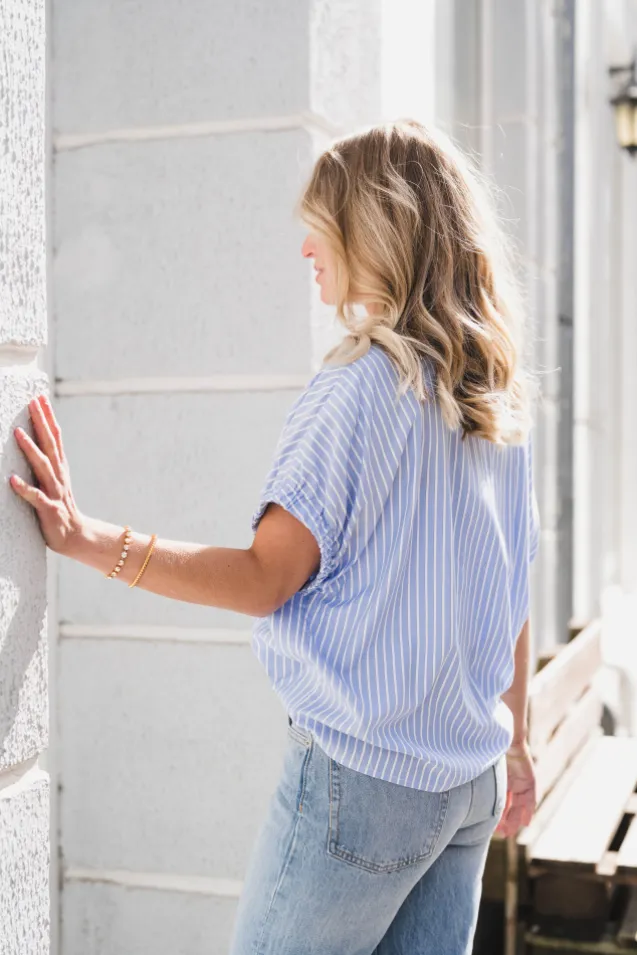 Englana Stripe Blouse Light Blue